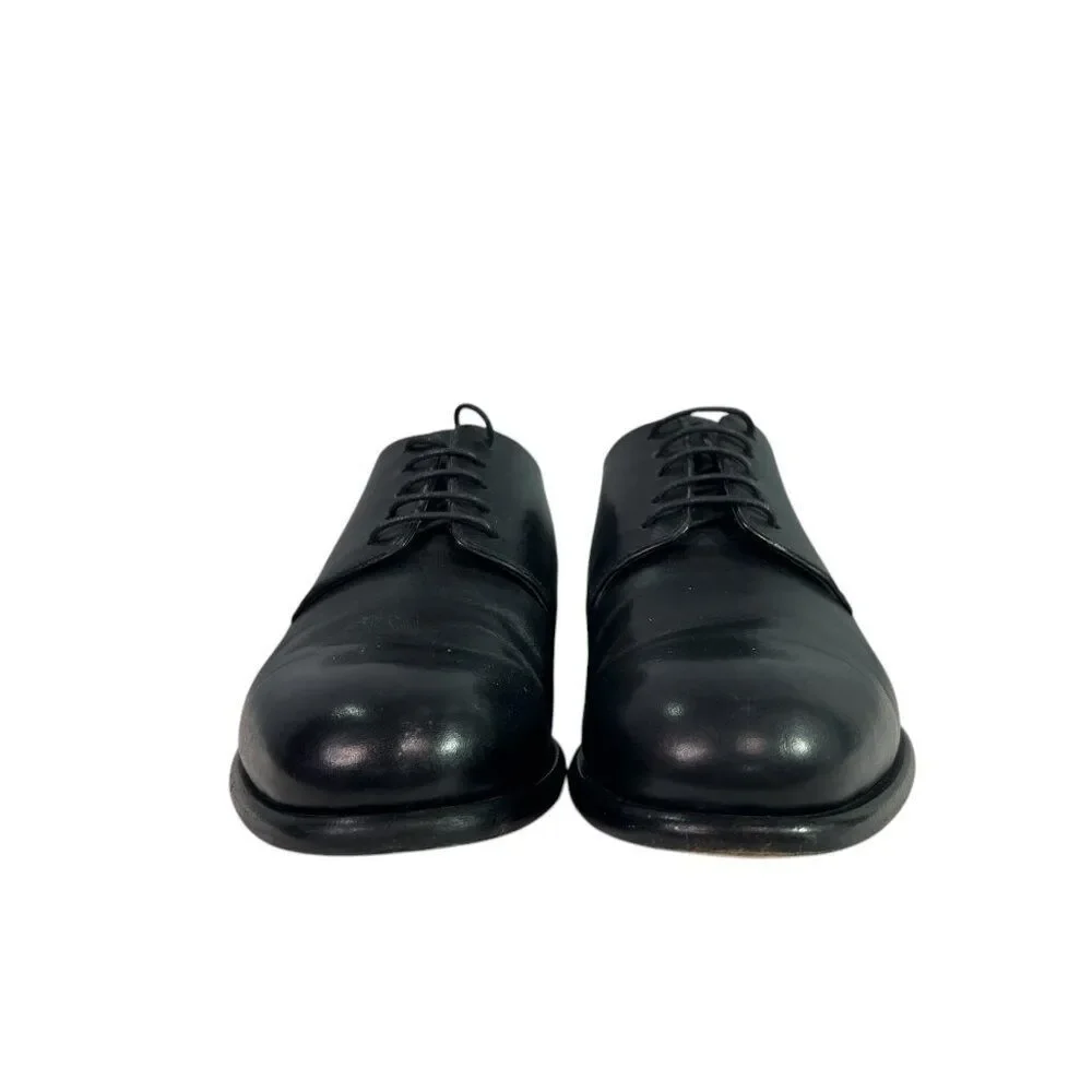 Lanvin Classic Black Leather Derby Shoes High Sheen UK Men's $890 Size 6, US 7M